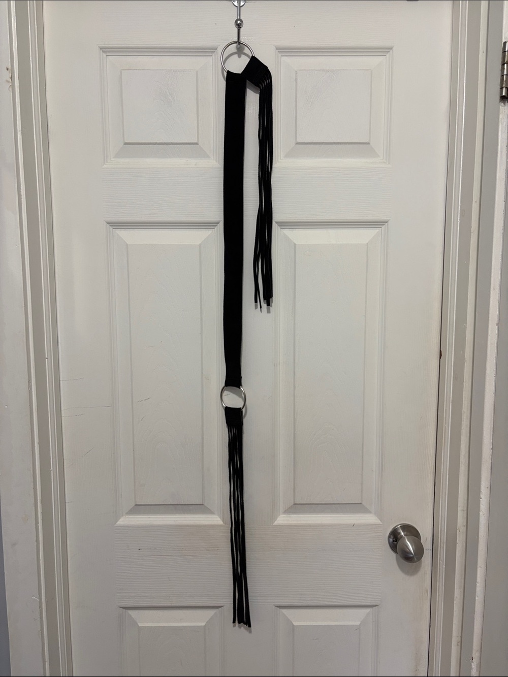 Black Suede Fringe Ring Belt